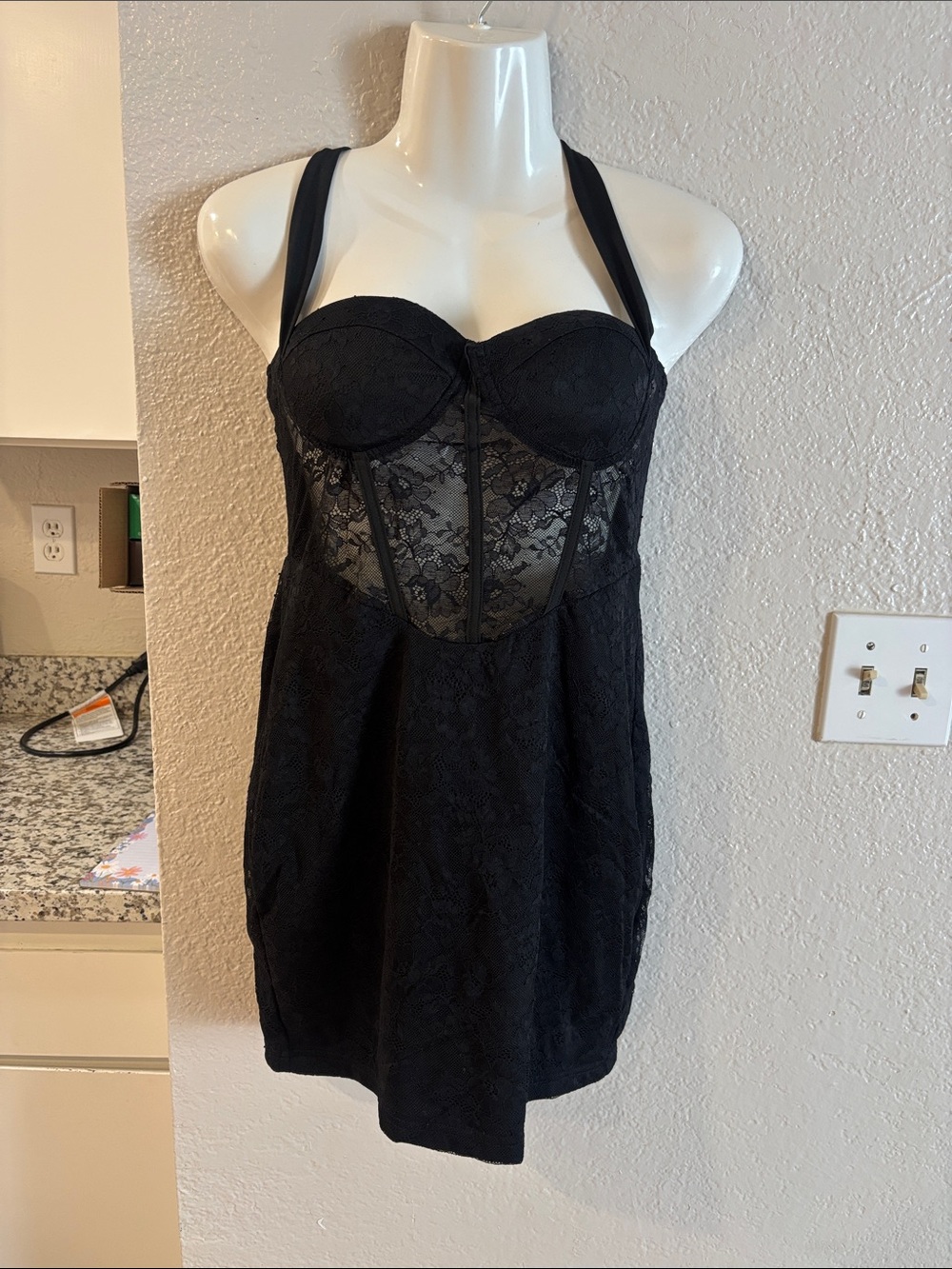 SHEIN Black Halter Top with Bustier Style